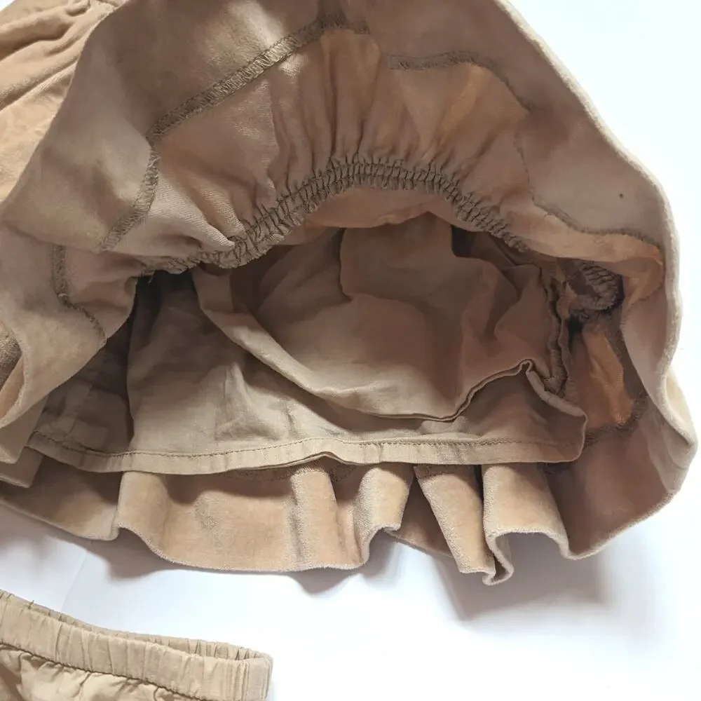Baby Gap Dress Girls Sz 3-6m Tan Velvet Holiday Tiered Beige Ruffle
